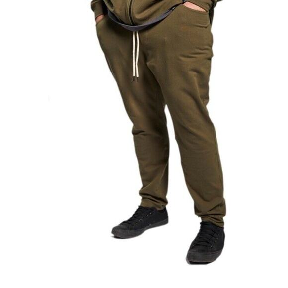 One Bone Joggers French Terry Sweat Pants Men C XL Olive Green Athleisure Gym - Picture 1 of 11